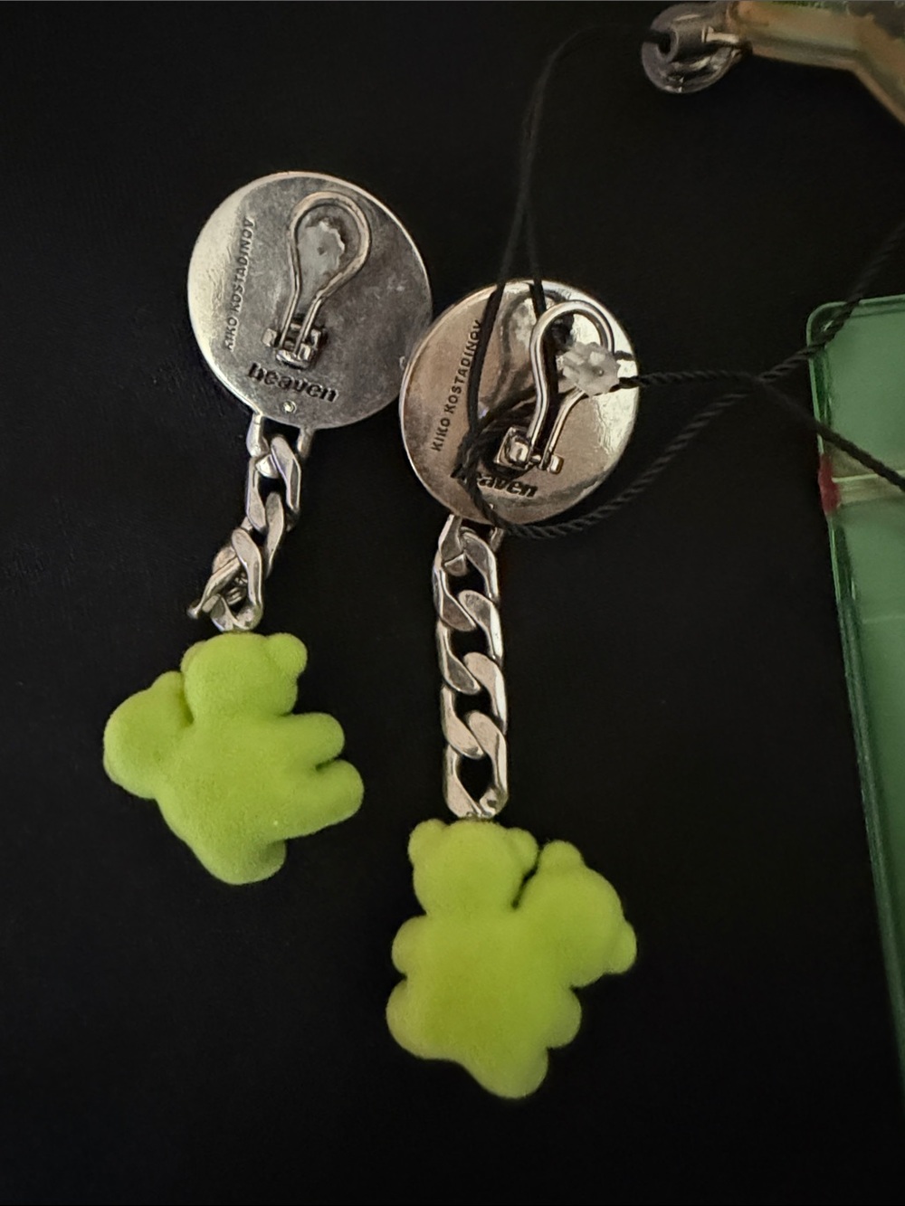 NWT Heaven By Marc Jacobs x Kiko Kostadinov y2k acid green teddy earrings - Picture 6 of 7
